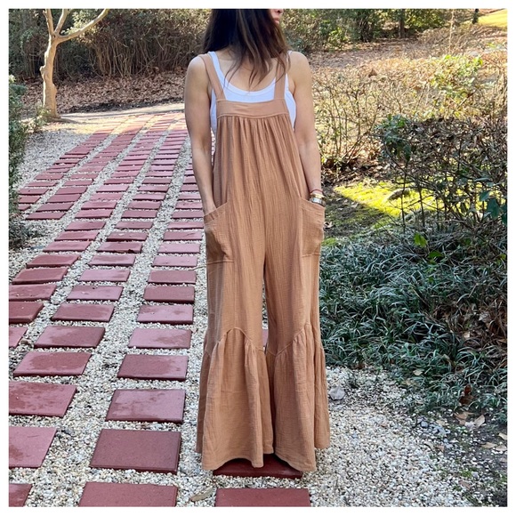 08 Boho -Cotton gauze solid fabric Wide leg
Jumpsuit - Picture 5 of 8